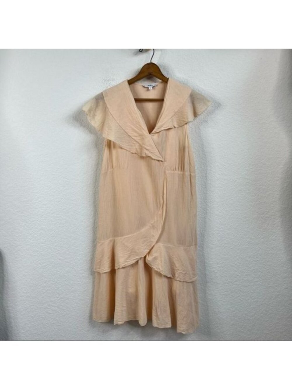 & Other Stories Peach Layered Sailor Cap Sleeve Asymmetric Dress